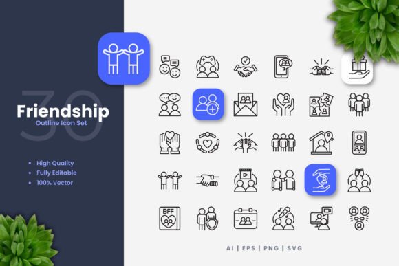 A Distinct Collection of Friendship Icons for Modern Communication