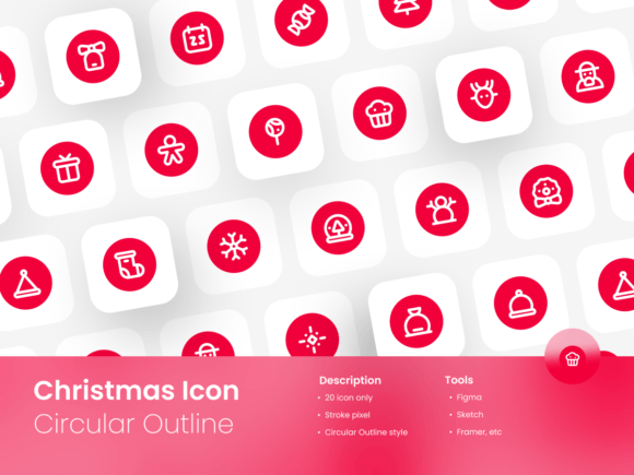 Christmas Icon Set Circular Outline Style: A Modern Asset for Faithful Expression