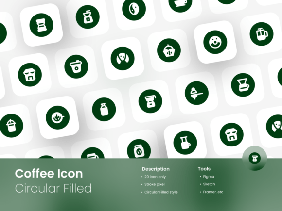 Discover the Coffee Icon Set Circular Filled Style