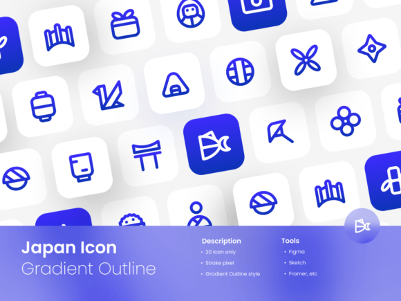 Elevate Your Projects with Japan Icon Set Gradient Outline Style