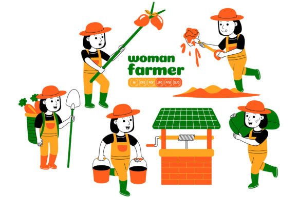 Empowering Your Creative Brand with a Woman Farmer Vector Pack
