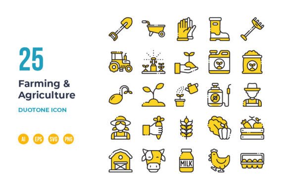 Farm and Agriculture Icon - Duotone: Streamlining Your Digital Visual Language