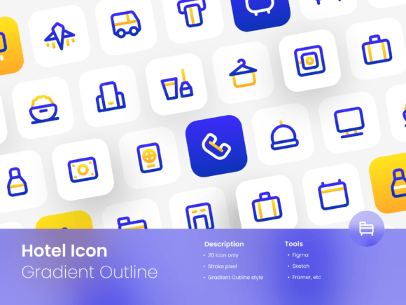 Hotel Icon Set Gradient Outline Two-Tone: Elevating Visual Communication