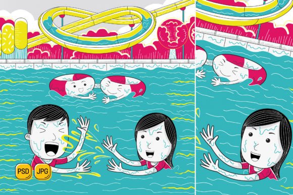 The Versatility of Digital Illustrations: A Focus on the Couple Swimming Together Illustration